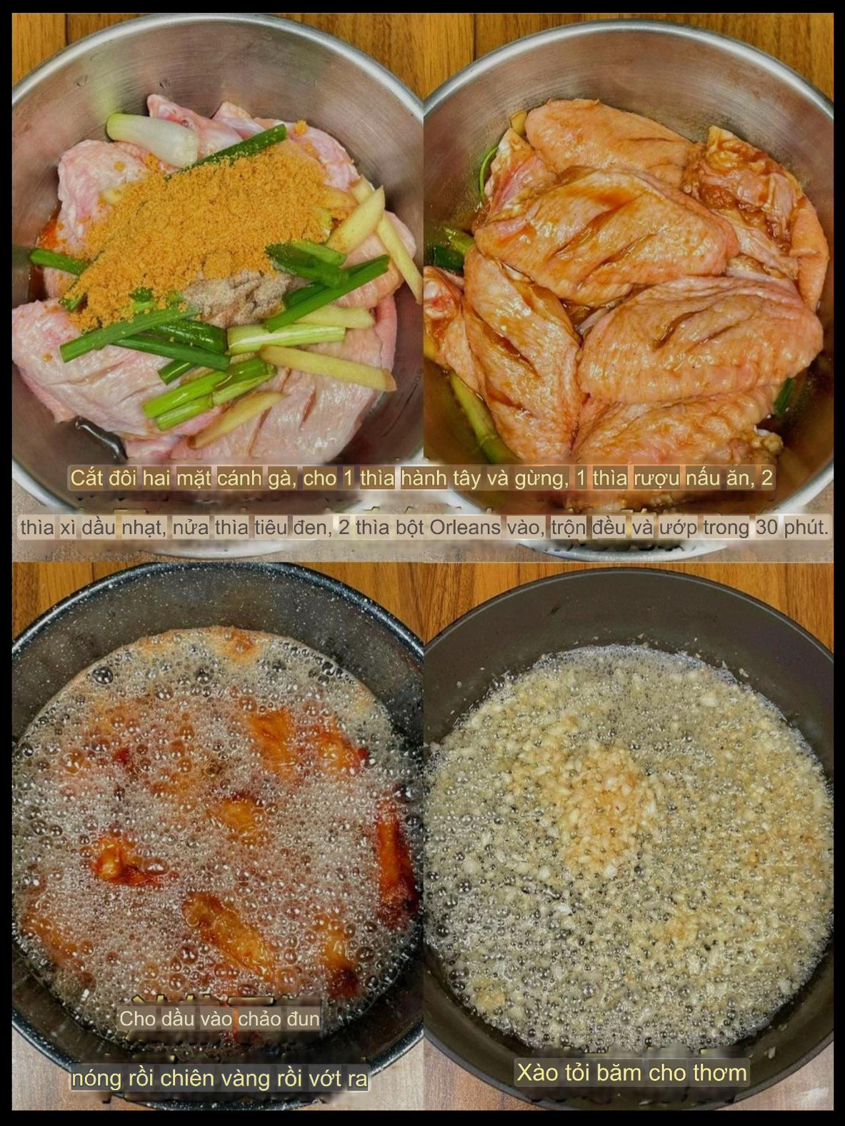 Cánh gà chiên tỏi mật ong giòn tan, công thức chi tiết từng bước từ ướp đến hoàn thành