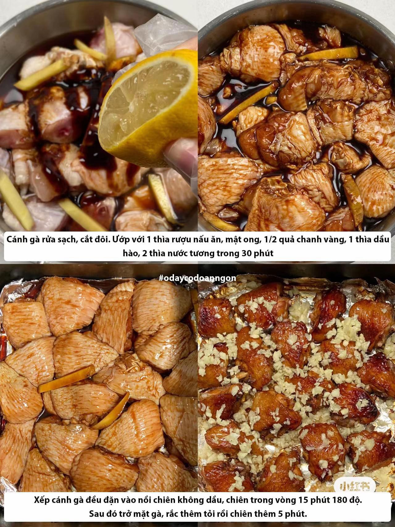 Cánh gà nướng mật ong tỏi thơm ngon, da giòn tan, thịt mềm ngọt