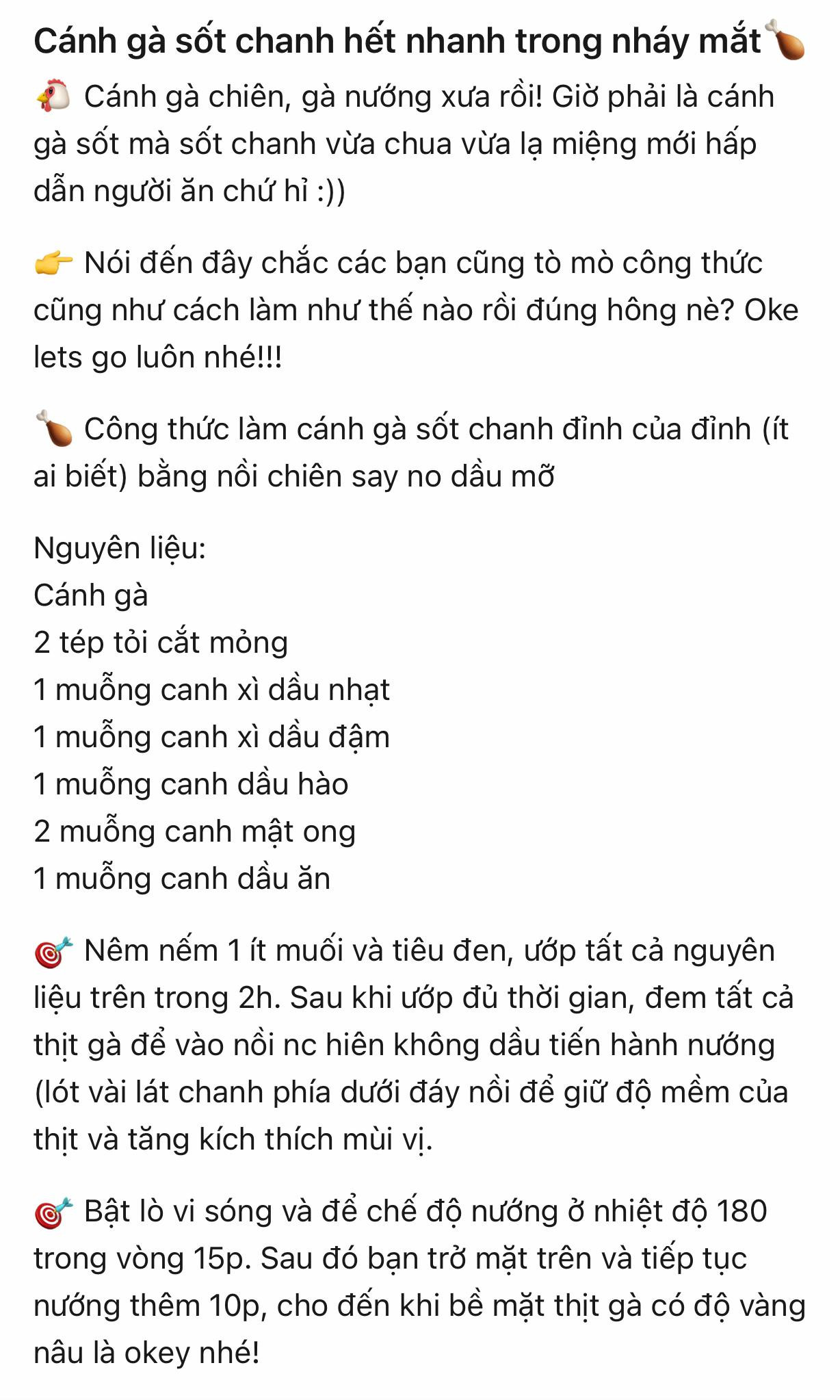 Cánh gà sốt chanh nướng da mềm, thịt ngọt đậm đà
