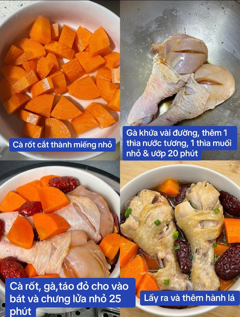 Canh gà táo đỏ cà rốt