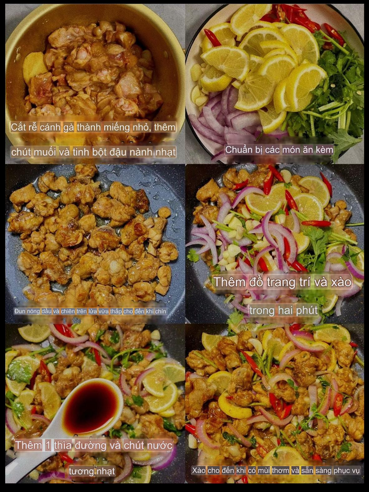 Cánh gà xào chua ngọt với chanh, ớt và hành tây - Món ăn ngon đậm đà