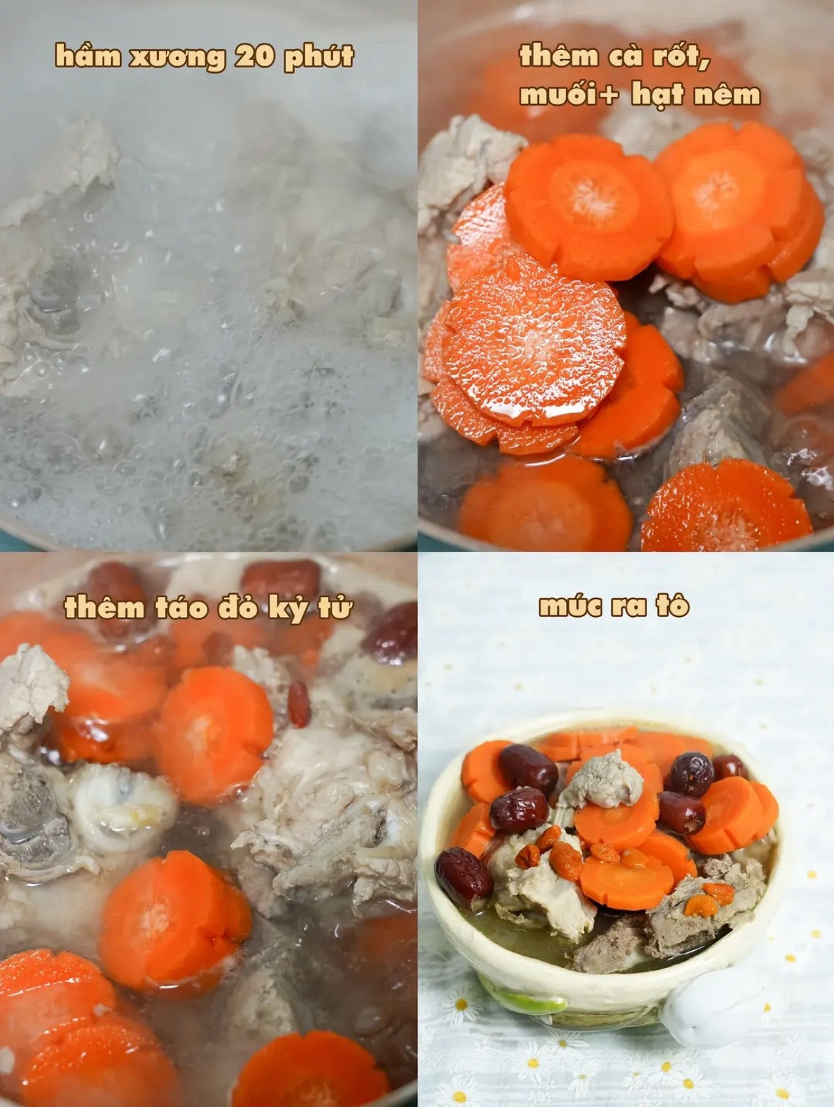 Canh hầm tảo đỏ kỷ tử bồi bổ khí huyết