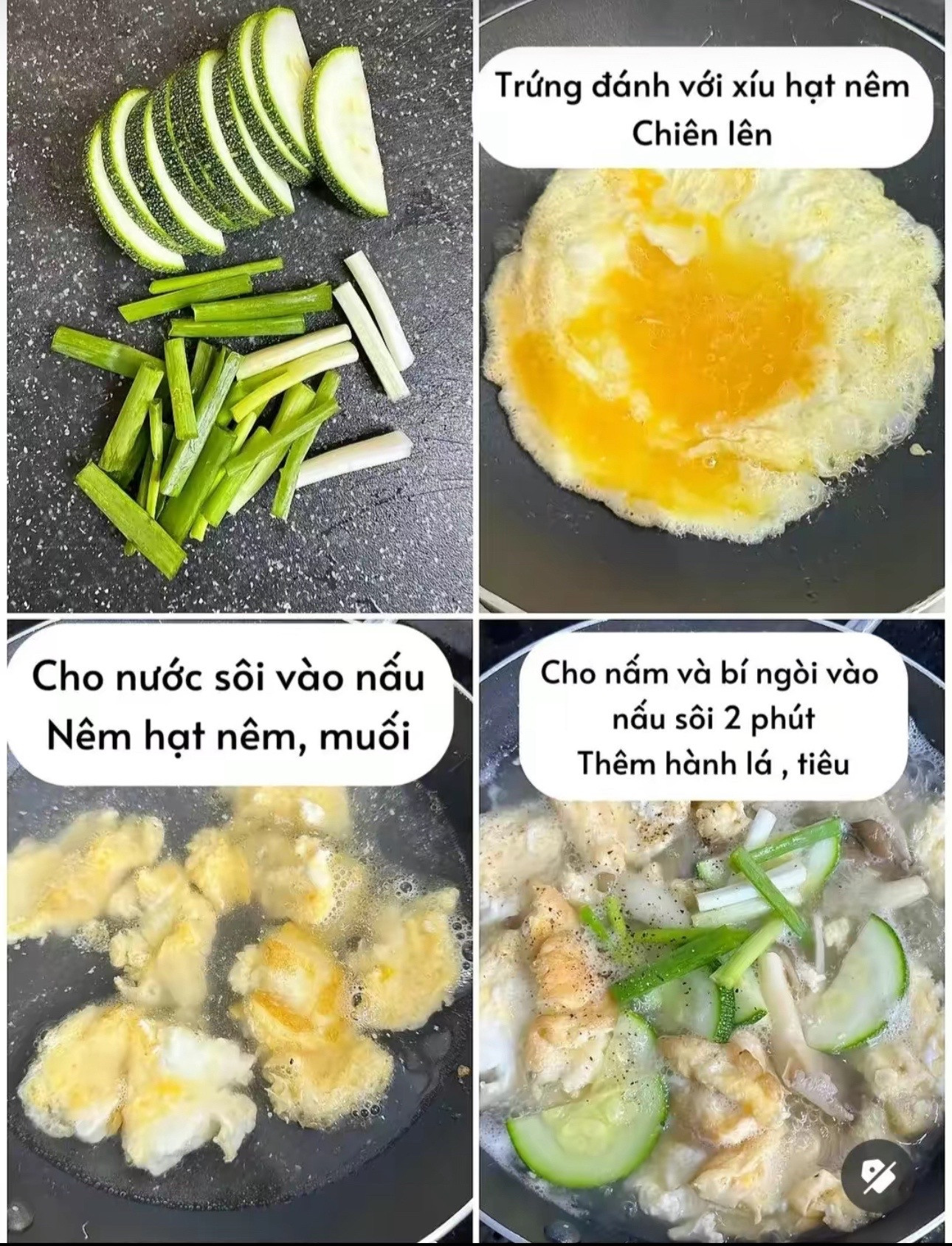 Canh Trứng Bí Ngòi Nấm Bào Ngư Thơm Ngọt Thanh Mát