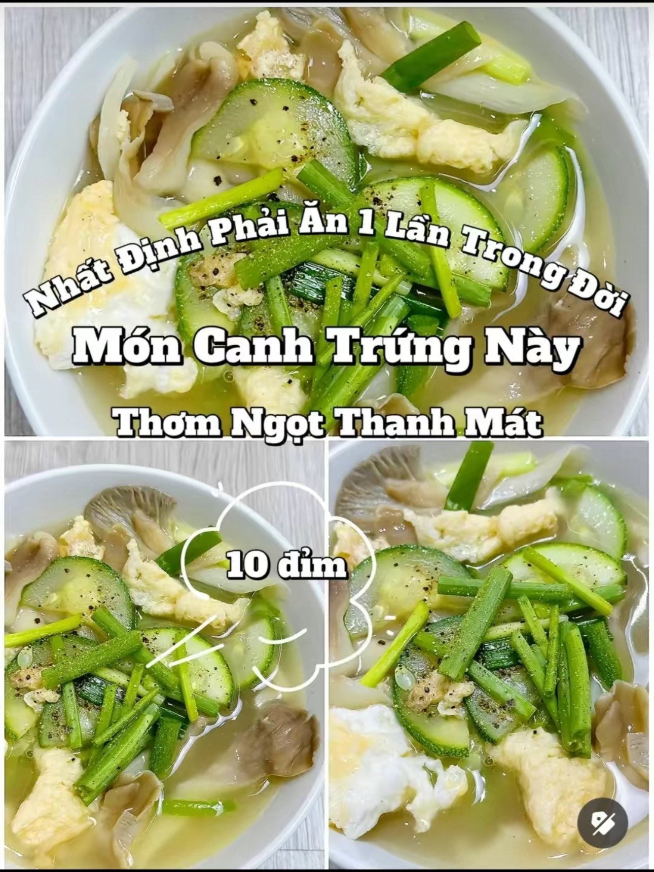 Canh Trứng Bí Ngòi Nấm Bào Ngư Thơm Ngọt Thanh Mát