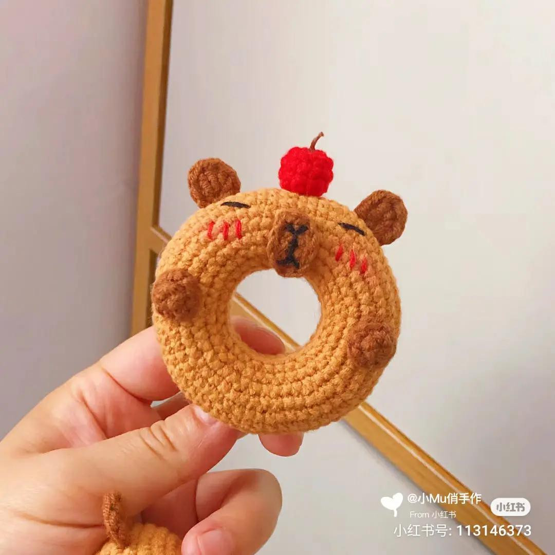Capybara Donut Crochet Pattern with Cherry Top