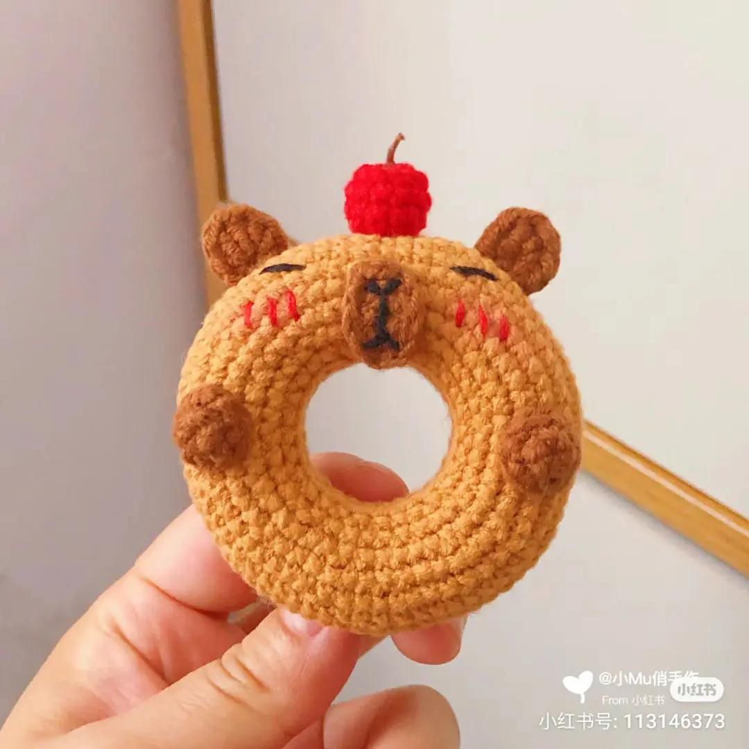Capybara Donut Crochet Pattern with Cherry Top