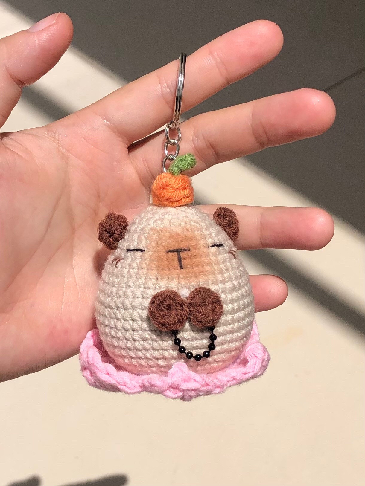 Capybara sitting on lotus crochet chart pattern