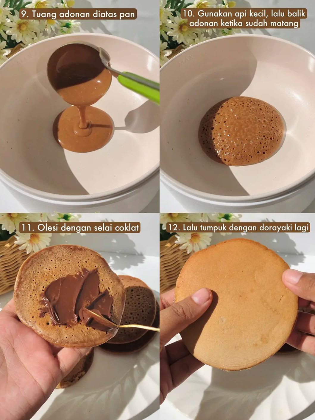 Cara Membuat Dorayaki Milo dengan Selai Coklat