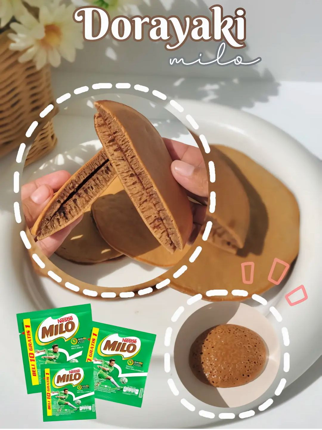 Cara Membuat Dorayaki Milo dengan Selai Coklat