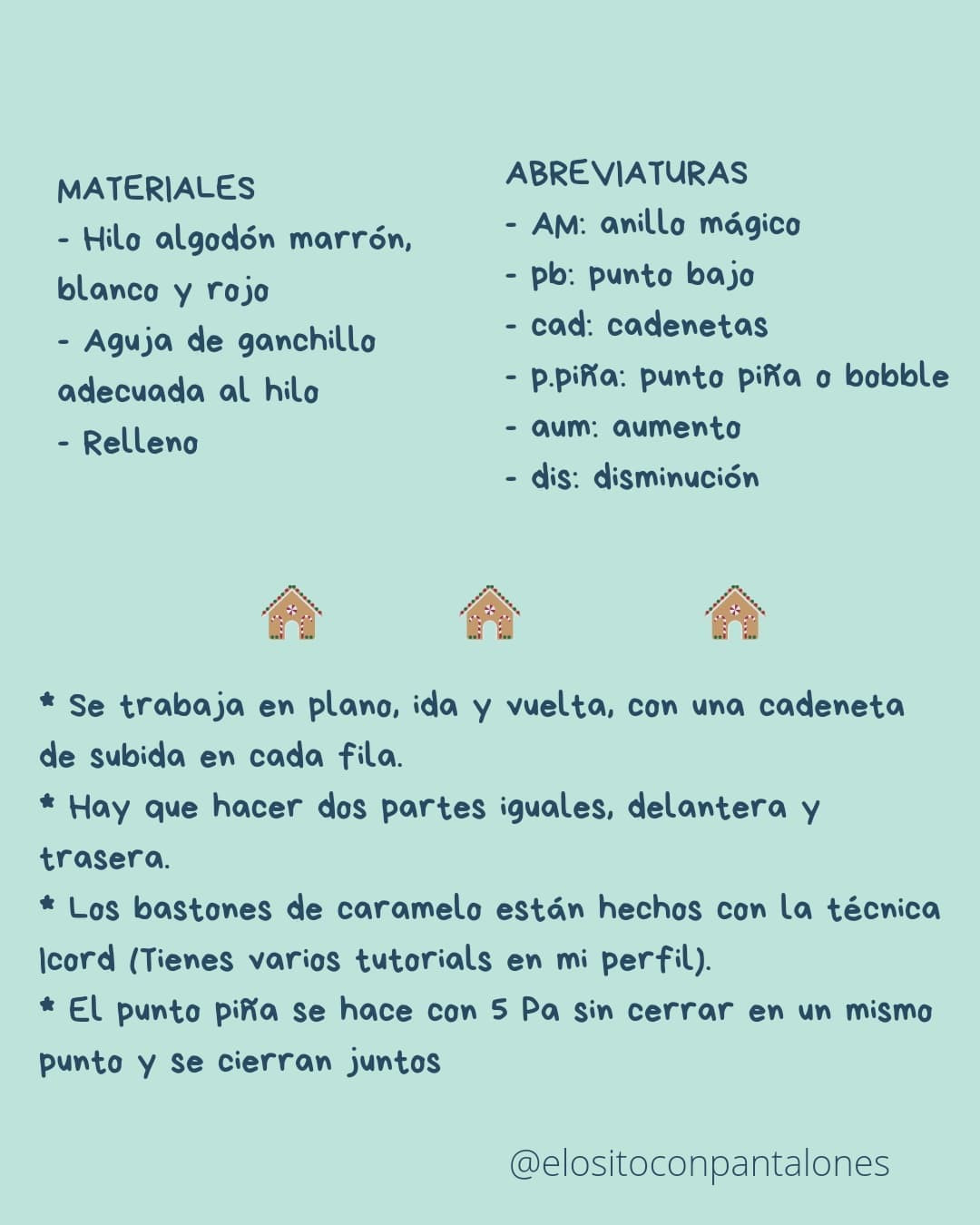 Casita de gengibre: Patrón de ganchillo gratuito para adorno navideño