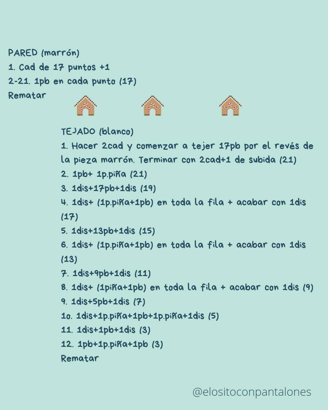 Casita de gengibre: Patrón de ganchillo gratuito para adorno navideño
