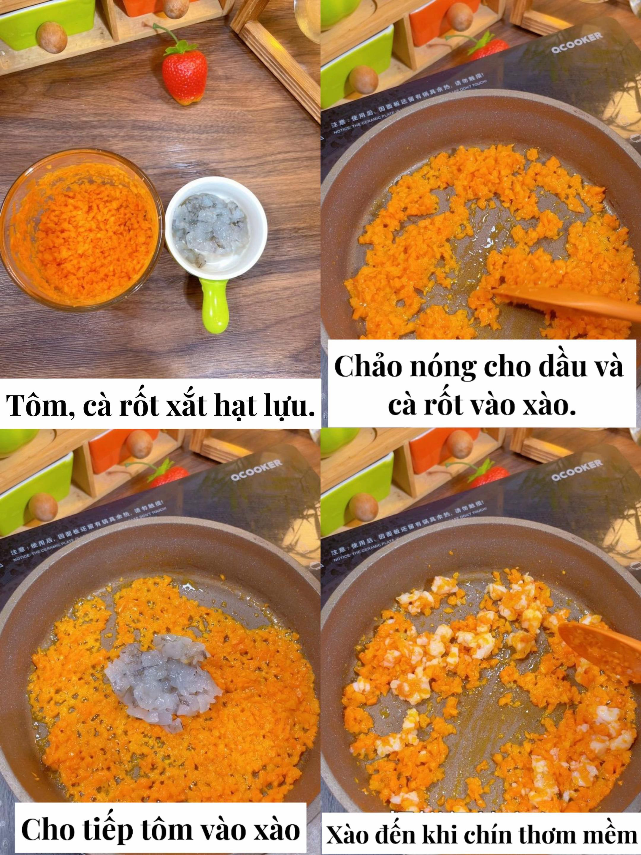 Cháo tôm rau củ dinh dưỡng cho bé 10 tháng tuổi