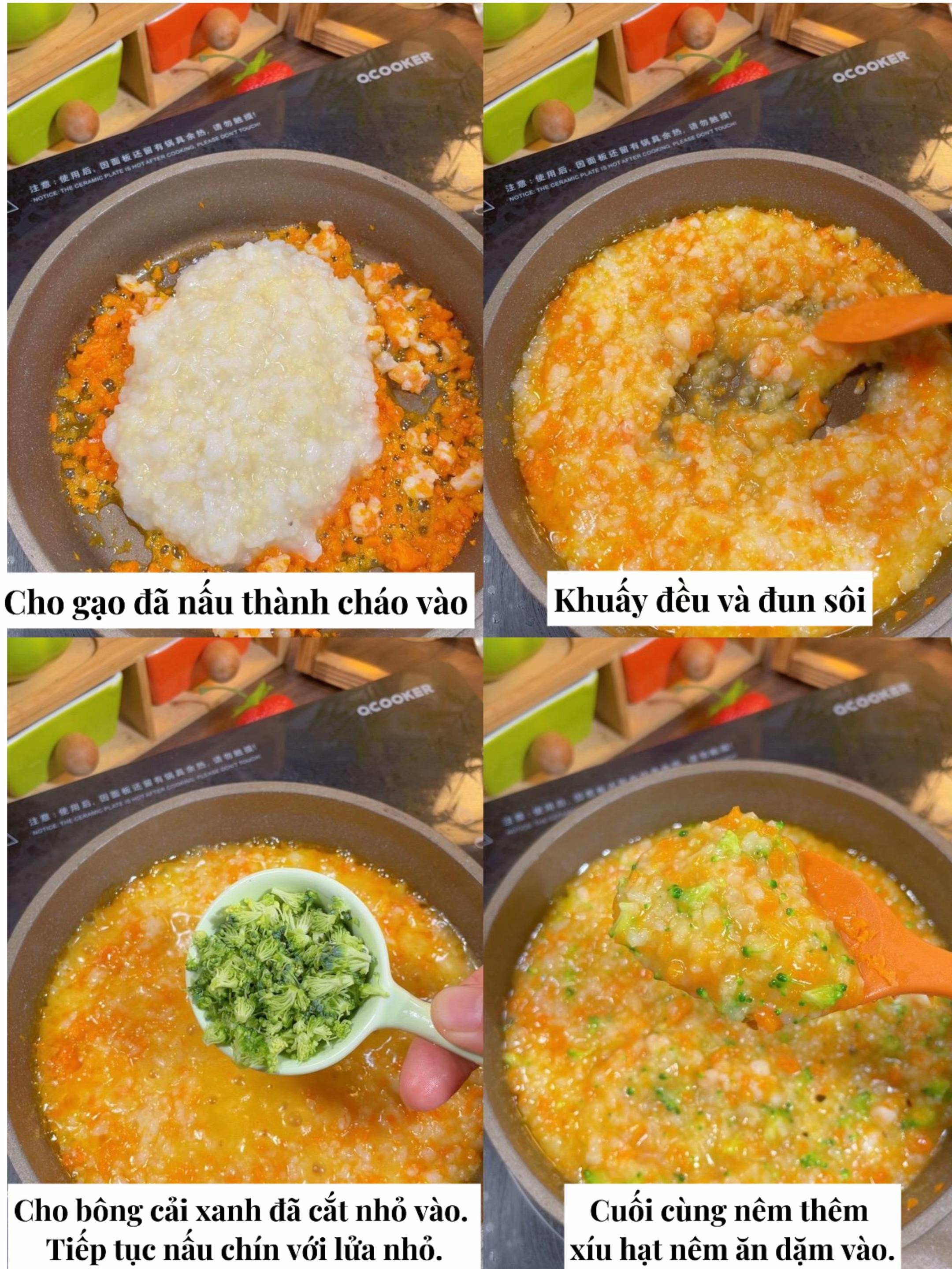 Cháo tôm rau củ dinh dưỡng cho bé 10 tháng tuổi