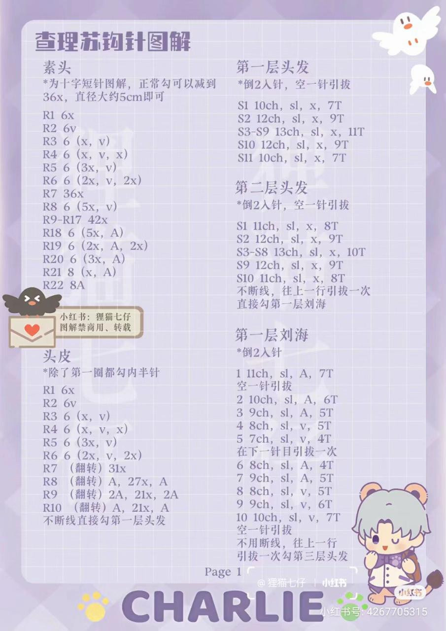 Charlie Su Crochet Amigurumi Pattern with Lion Ears and Tail