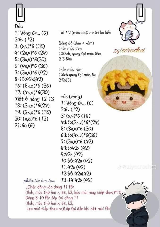 Charlie Su Crochet Amigurumi Pattern with Lion Ears and Tail