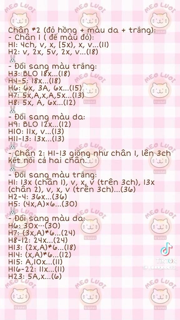 Chart Búp Bê Thỏ Móc Len Màu Pastel Dễ Thương