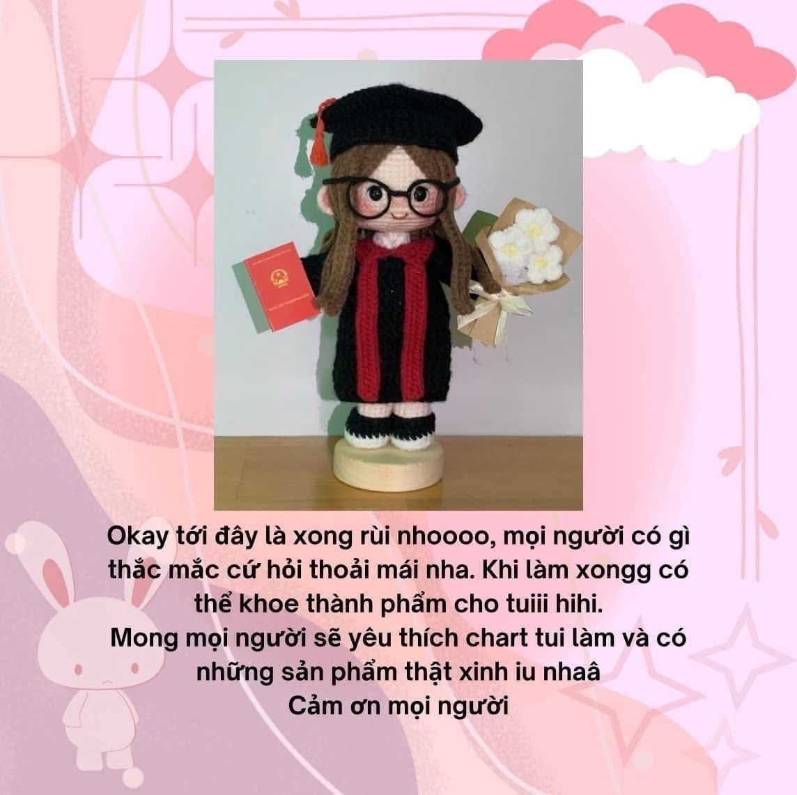 Chart búp bê tốt nghiệp mặc áo mũ