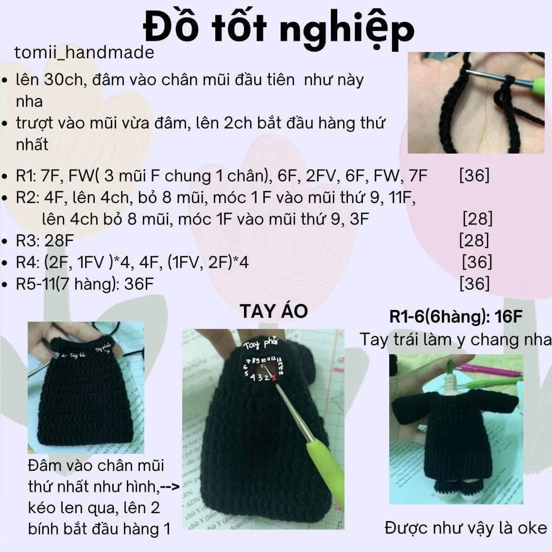 Chart búp bê tốt nghiệp mặc áo mũ