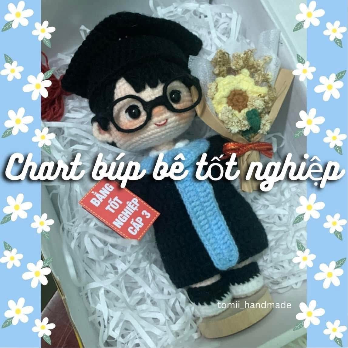 Chart búp bê tốt nghiệp mặc áo mũ