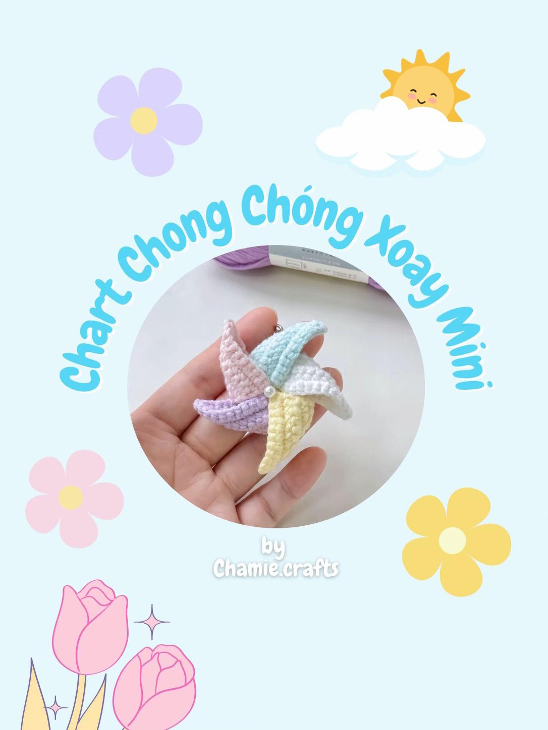 Chart Chong Chóng Xoay Mini - Móc Len Pastel