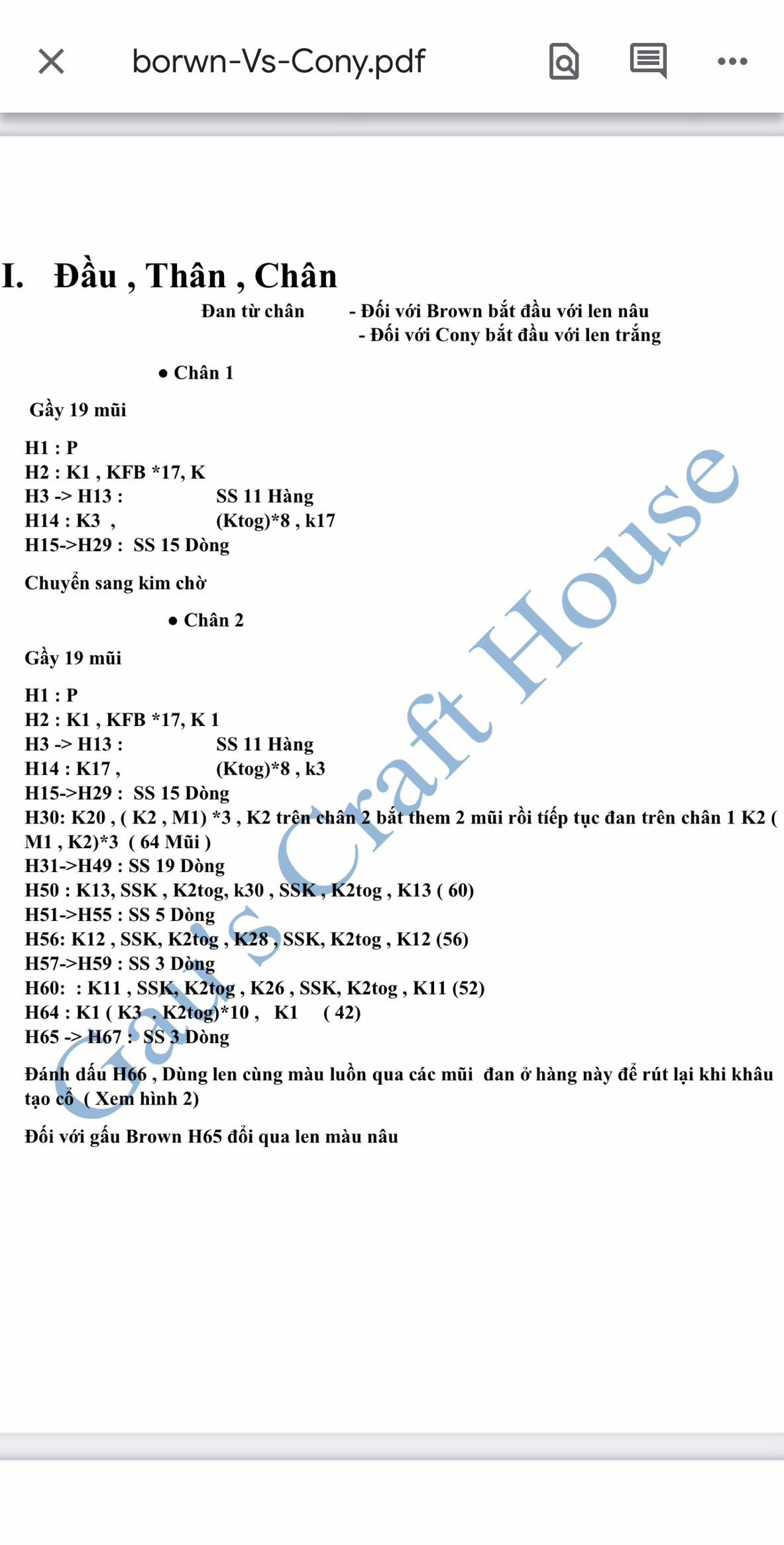 Chart đan Gấu Brown và Thỏ Cony