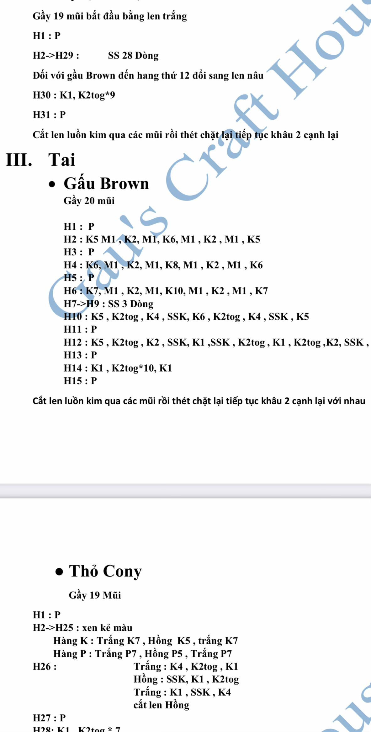 Chart đan Gấu Brown và Thỏ Cony