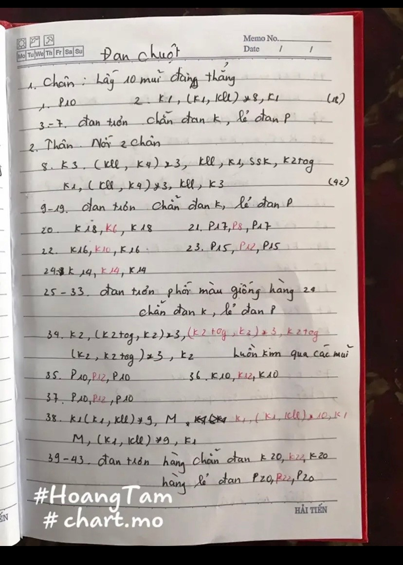 Chart đan móc chuột màu nâu be dễ thương