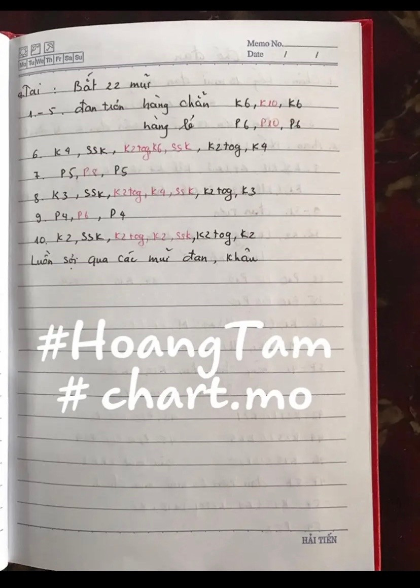 Chart đan móc chuột màu nâu be dễ thương