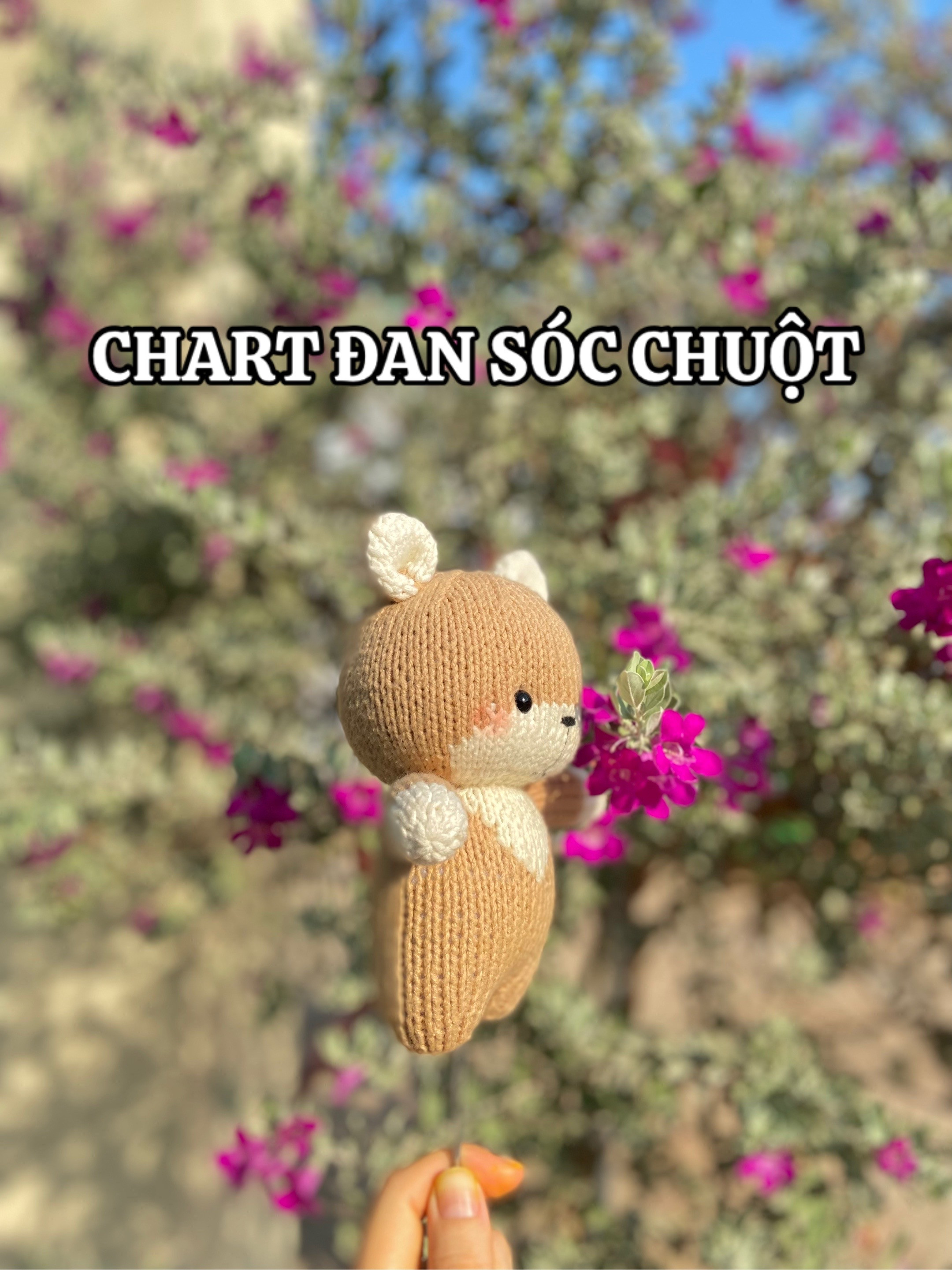 Chart đan móc chuột màu nâu be dễ thương