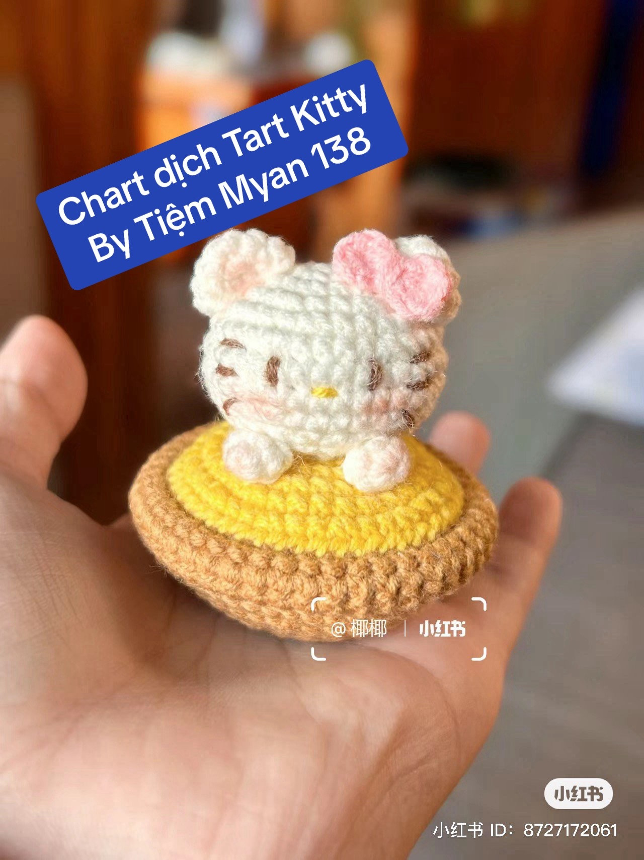 Chart dịch Bánh Tart Kitty - Móc len Hello Kitty trên bánh tart