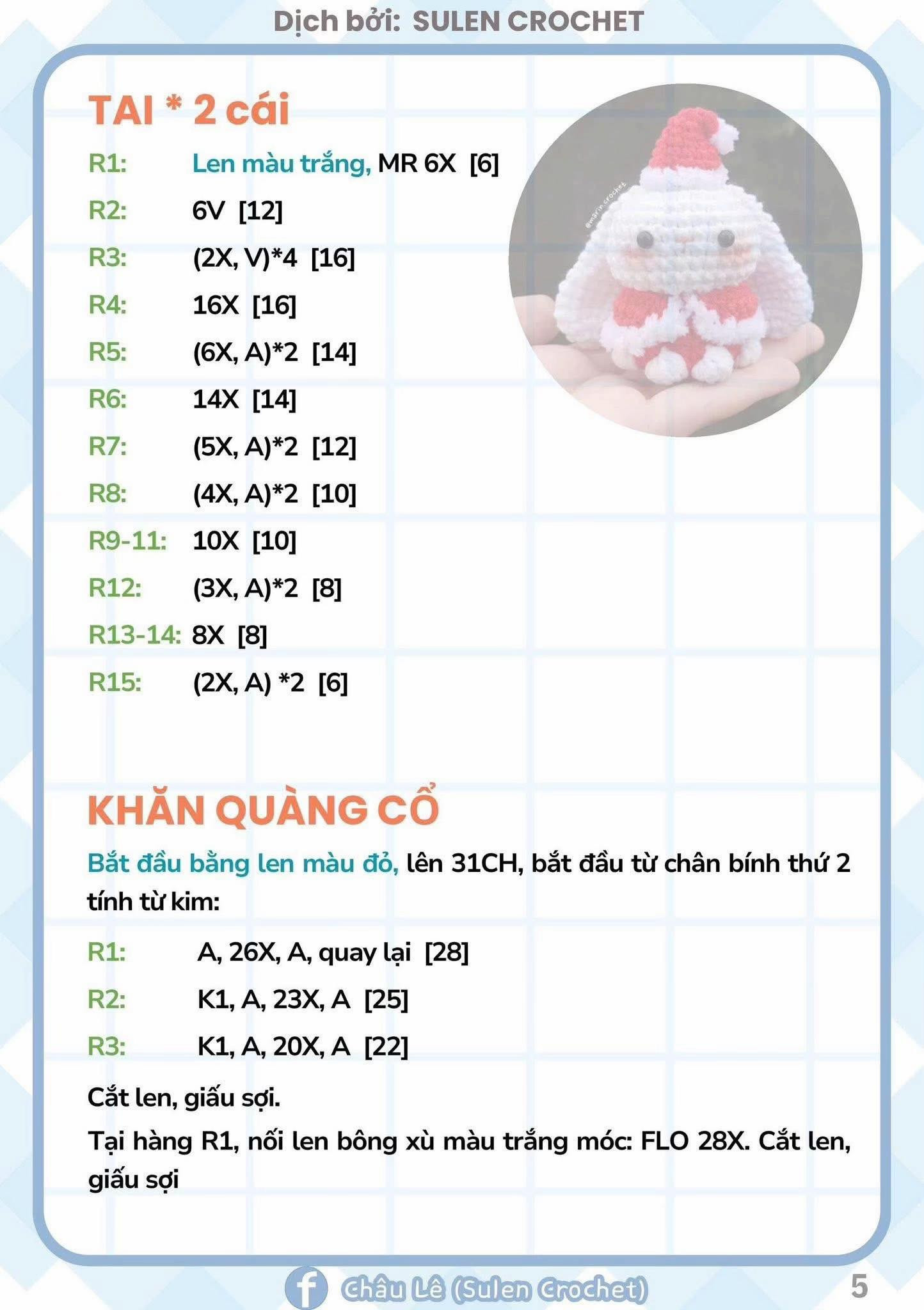 Chart dịch móc len thú nhỏ Giáng Sinh dễ thương