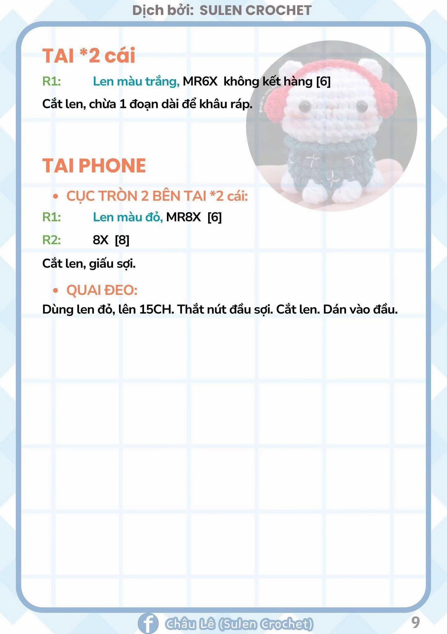 Chart dịch móc len thú nhỏ Giáng Sinh dễ thương