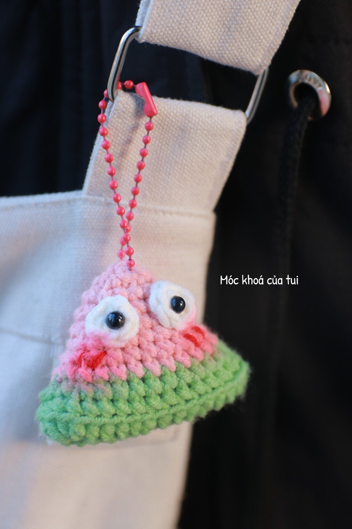 Chart Dưa hấu: Hướng dẫn móc len chìa khóa cute màu đỏ và hồng