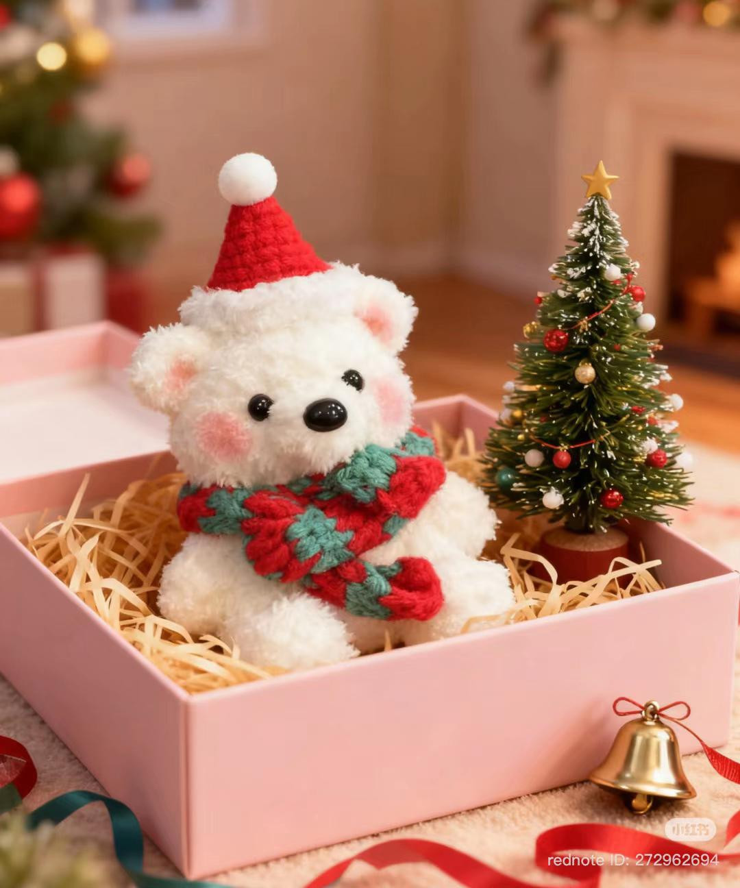 Chart Gấu Giáng Sinh Trắng Móc Len - Tặng Quà Noel Dễ Thương