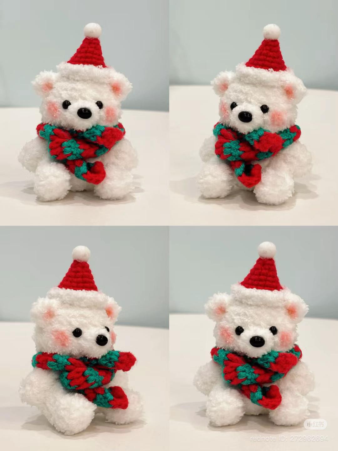 Chart Gấu Giáng Sinh Trắng Móc Len - Tặng Quà Noel Dễ Thương