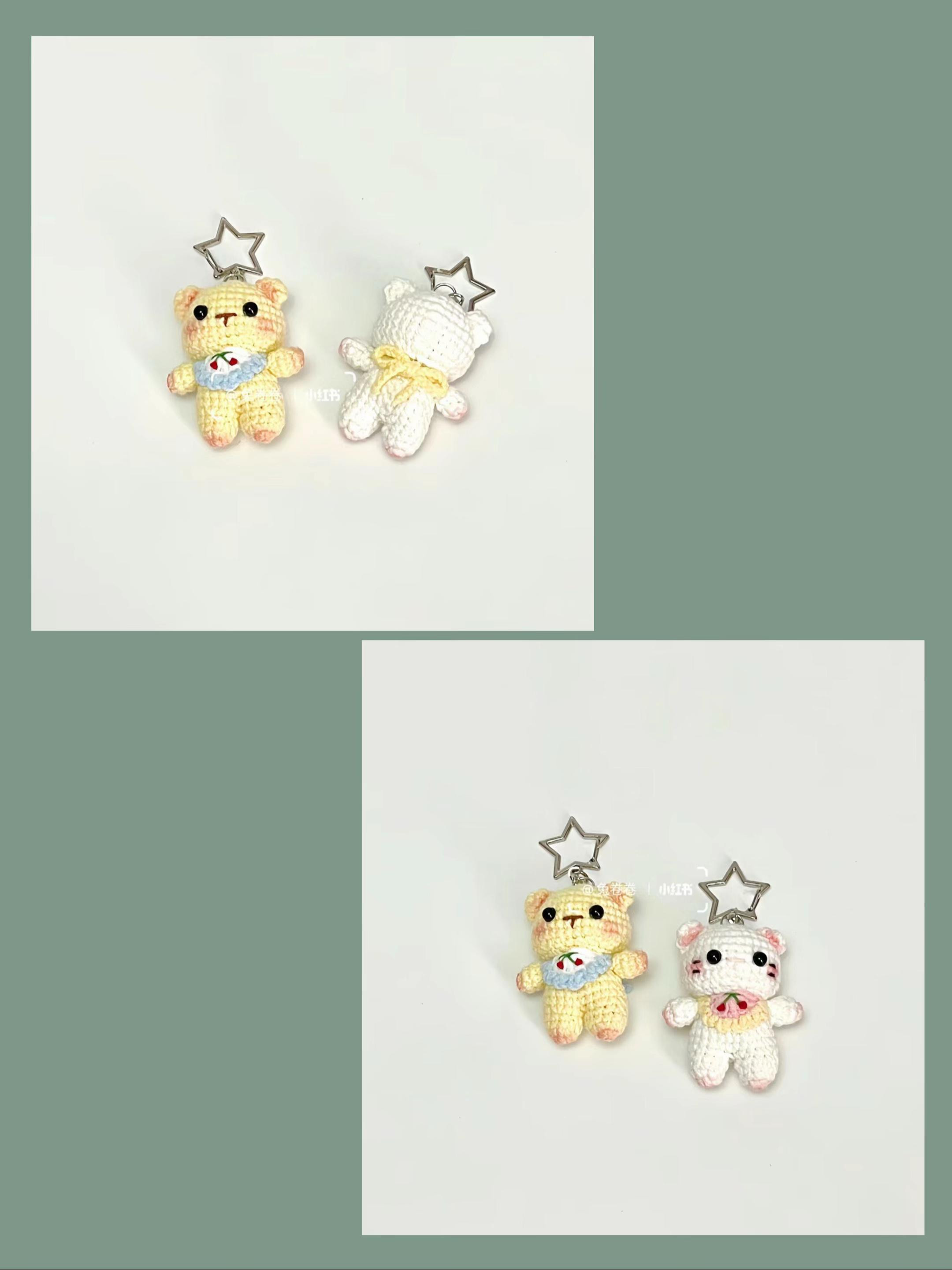 Chart Gấu nhỏ: Hướng dẫn móc len chi tiết cho gấu bông màu vàng và trắng