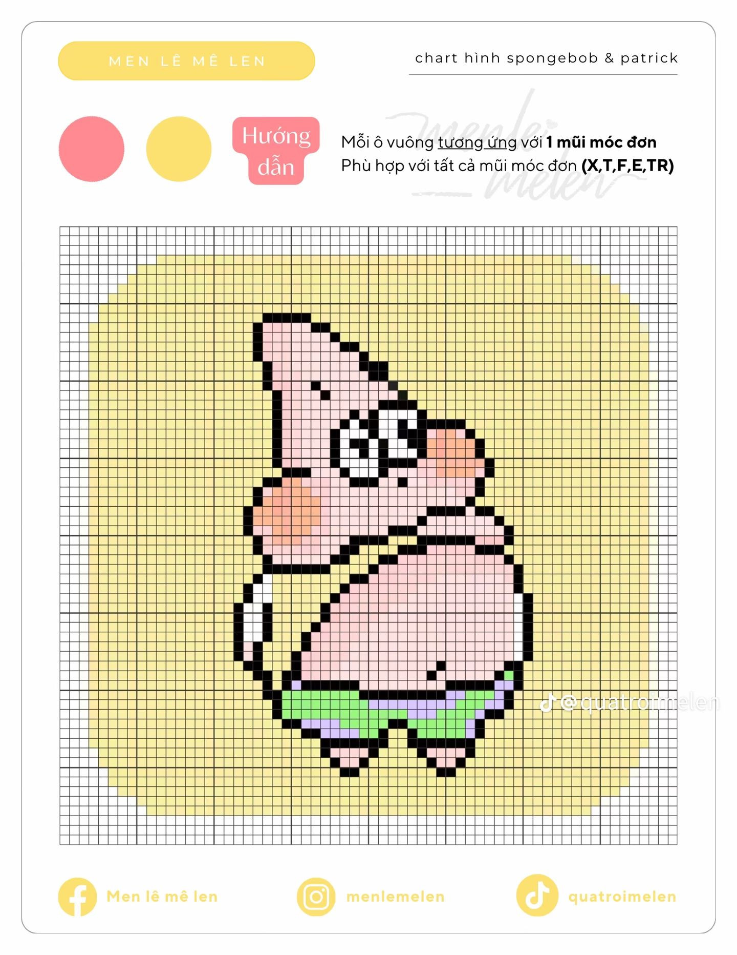 Chart hình móc len SpongeBob và Patrick dễ thương