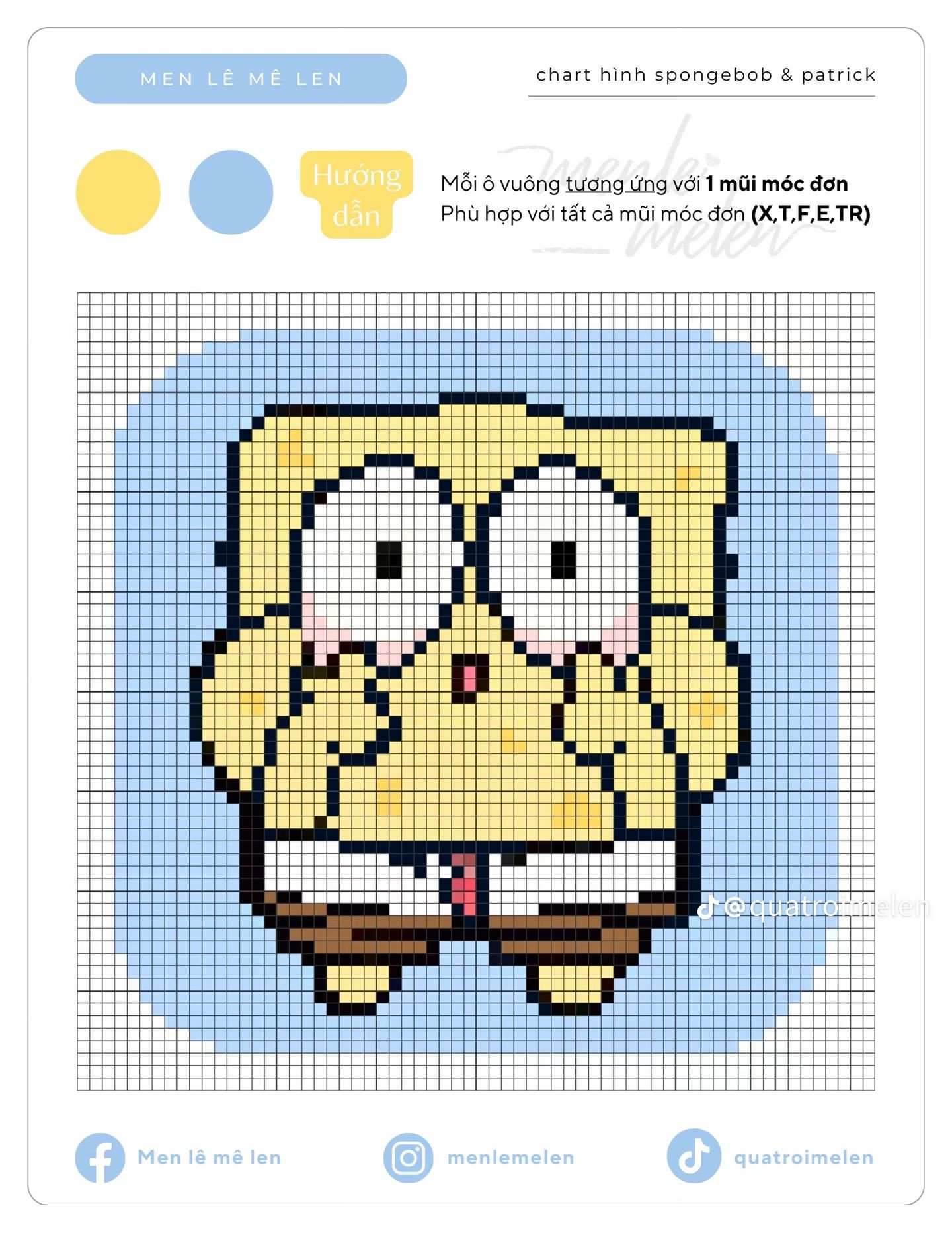 Chart hình móc len SpongeBob và Patrick dễ thương