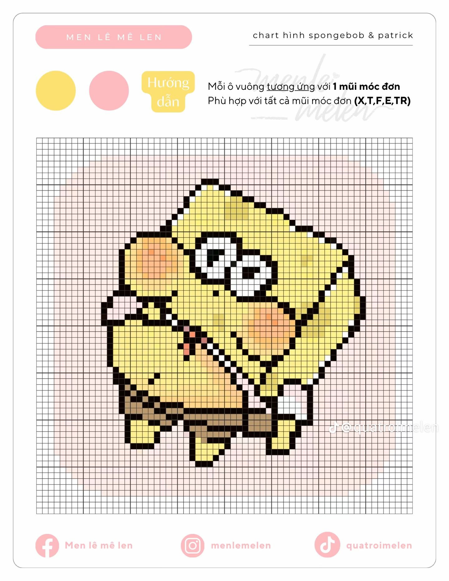 Chart hình móc len SpongeBob và Patrick dễ thương