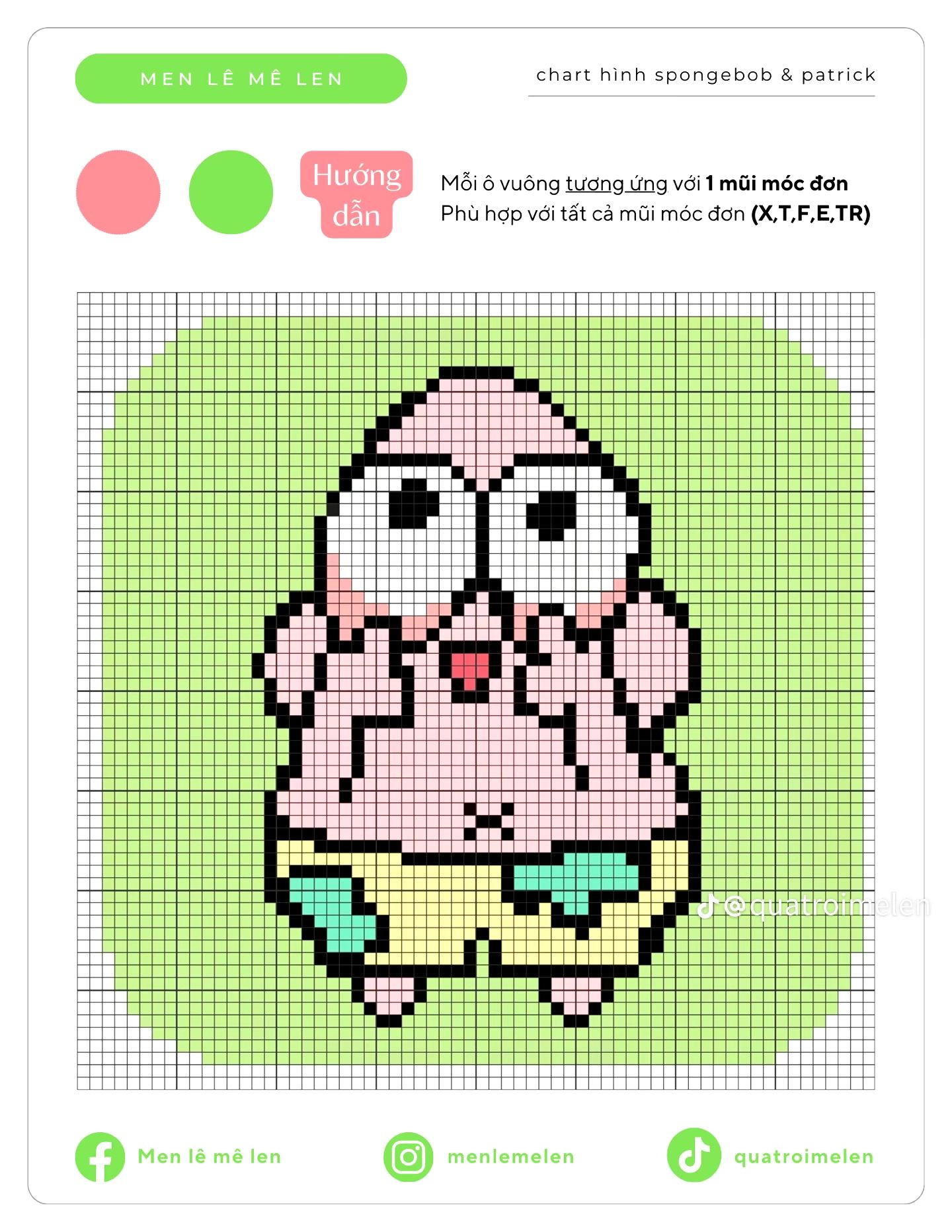 Chart hình móc len SpongeBob và Patrick dễ thương
