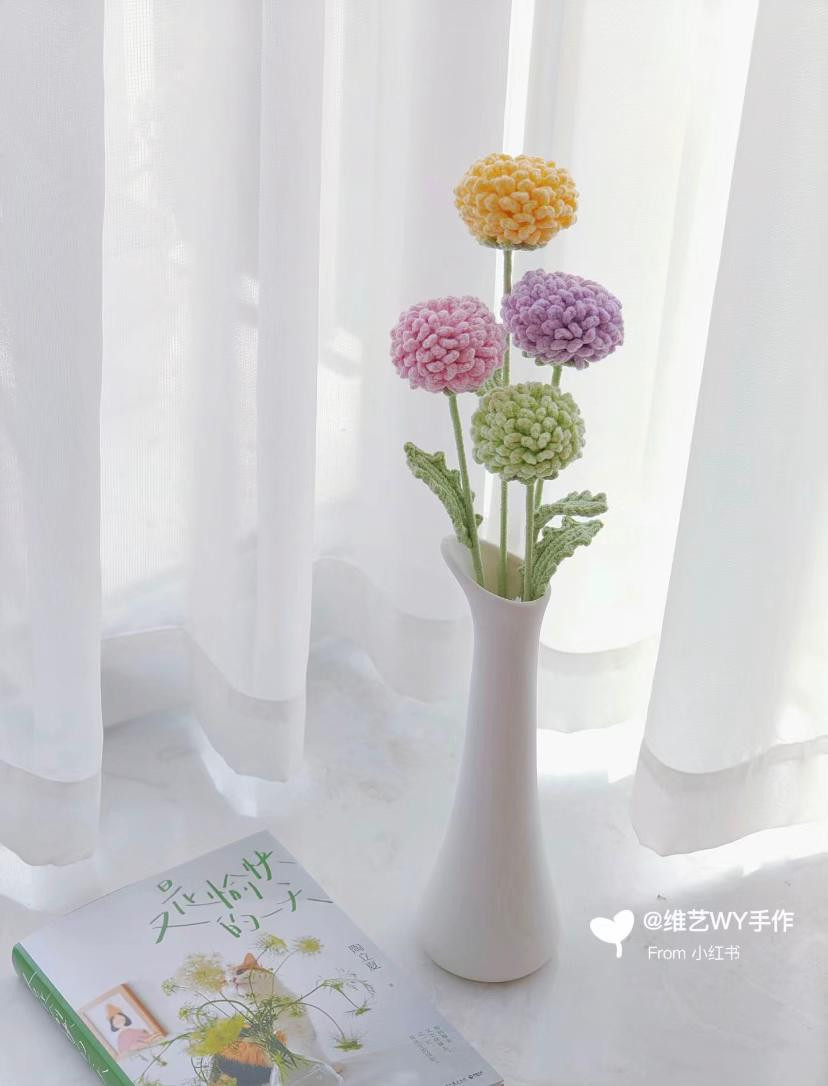 Chart hoa Cúc Pingpong màu pastel: hướng dẫn chi tiết cách móc từng bước