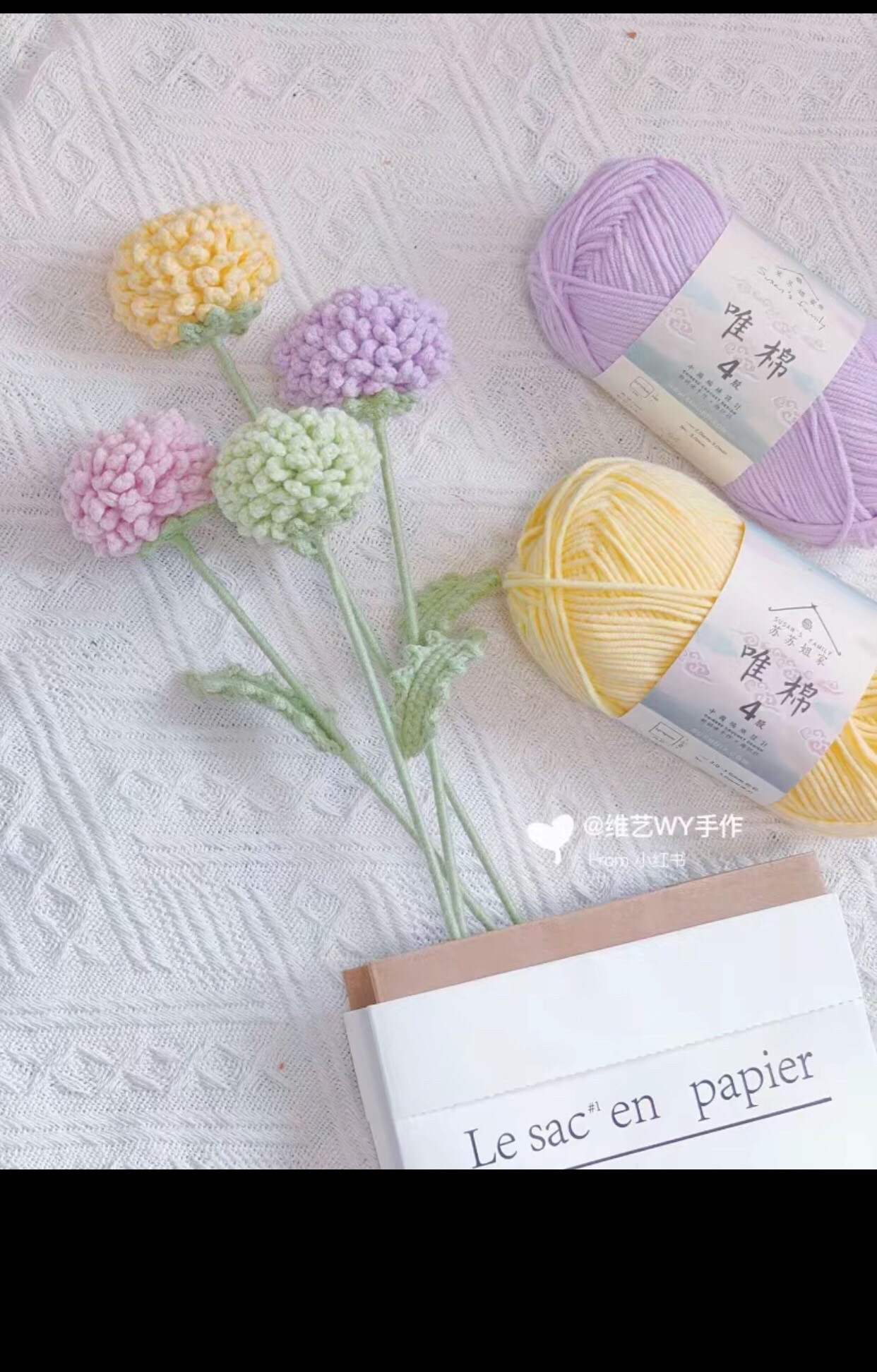 Chart hoa cúc pingpong màu pastel với hướng dẫn chi tiết từng bước móc len