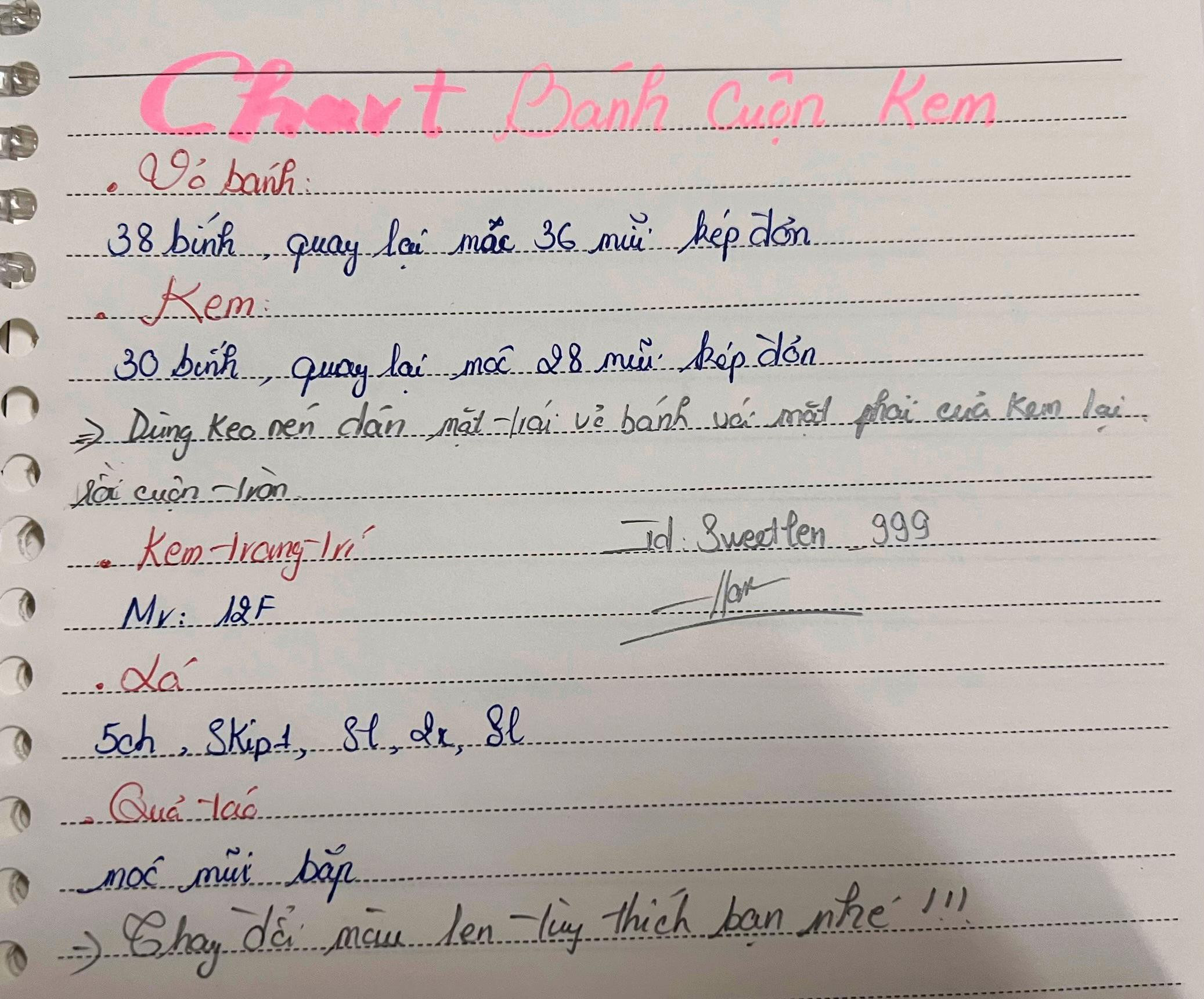 Chart hướng dẫn móc bánh cuộn kem len handmade