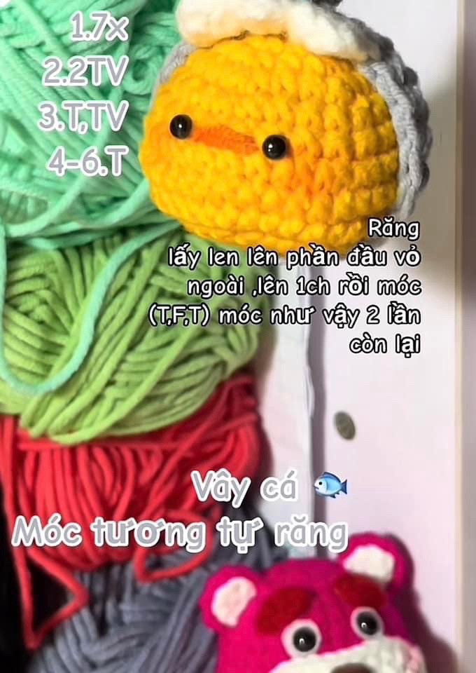 Chart hướng dẫn móc chìa khóa hoa tulip mini và bó hoa đa sắc