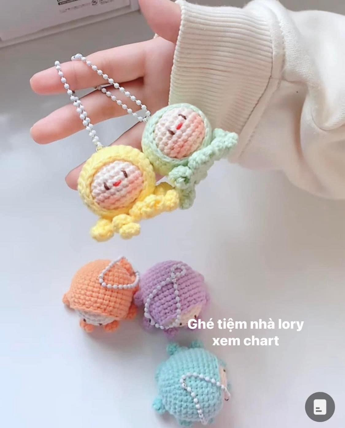 Chart hướng dẫn móc chìa khóa hoa tulip mini và bó hoa đa sắc