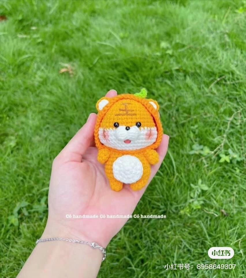 Chart hướng dẫn móc len Cún đội hoa, mẫu amigurumi dễ thương