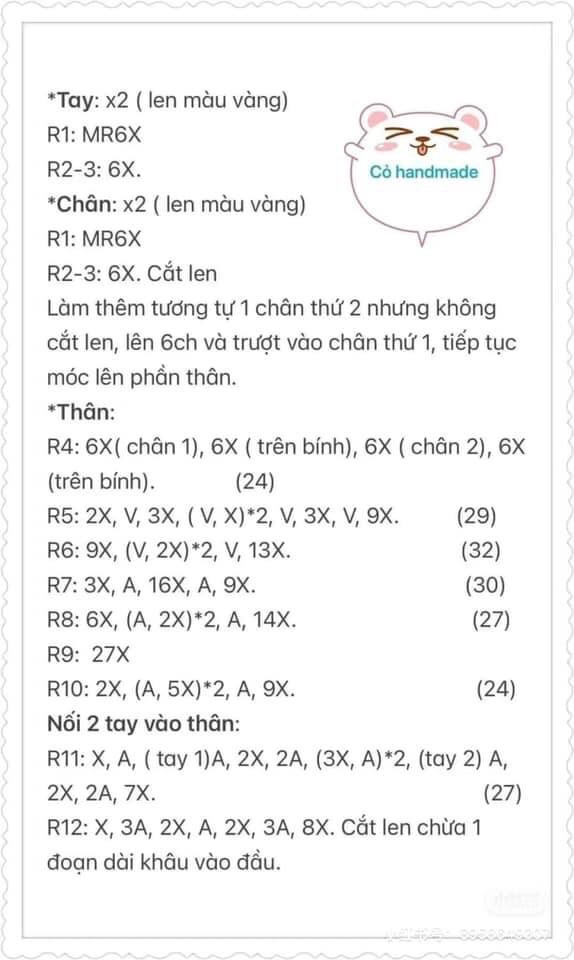 Chart hướng dẫn móc len Cún đội hoa, mẫu amigurumi dễ thương