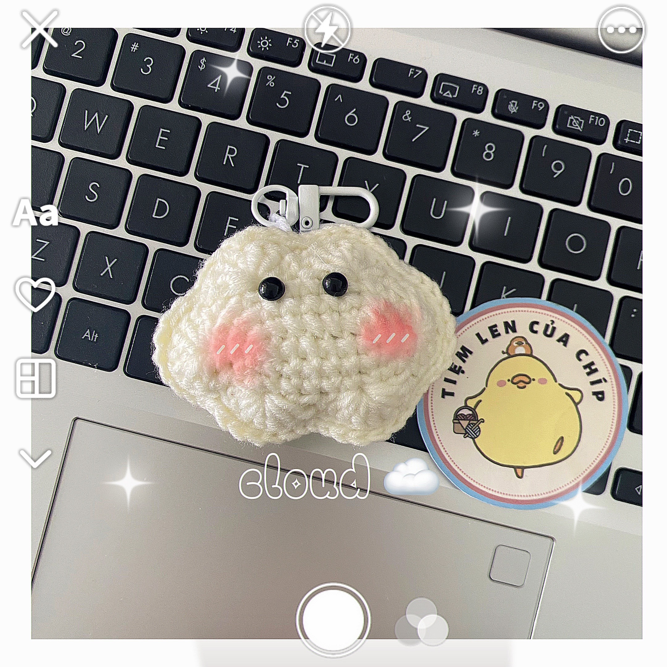 Chart hướng dẫn móc len đám mây mini trắng dễ thương