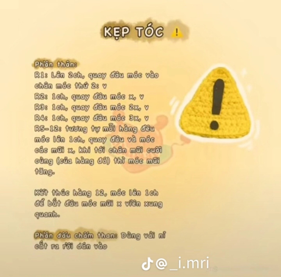 Chart hướng dẫn móc len kẹp tóc: dấu chấm than, tia sét, giọt nước