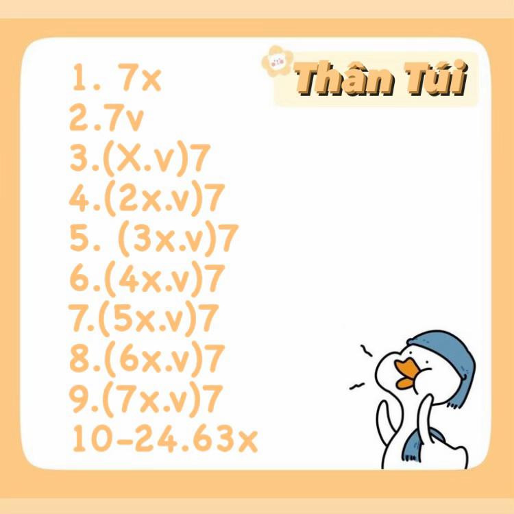 Chart hướng dẫn móc len túi vịt con dễ thương